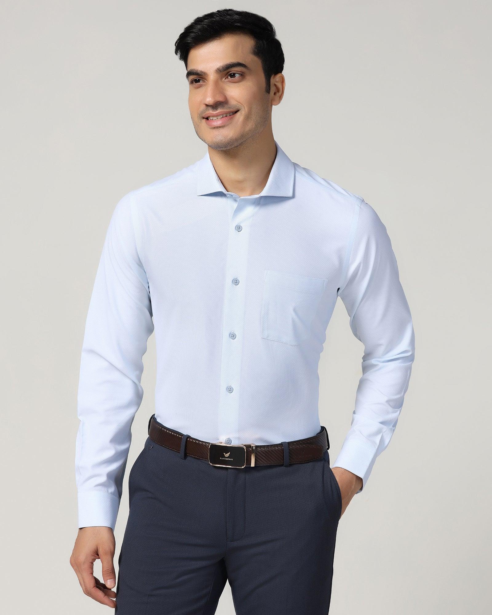 Non Iron Formal Blue Textured Shirt - Ivy