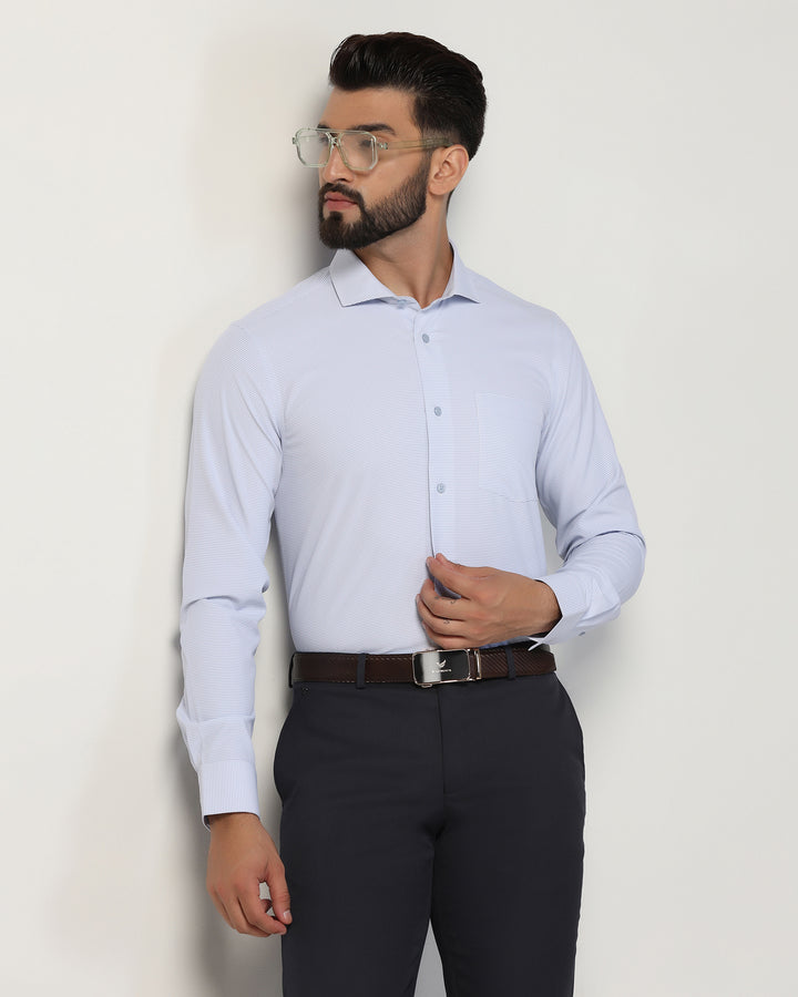 Non Iron Formal Blue Textured Shirt - Matrix