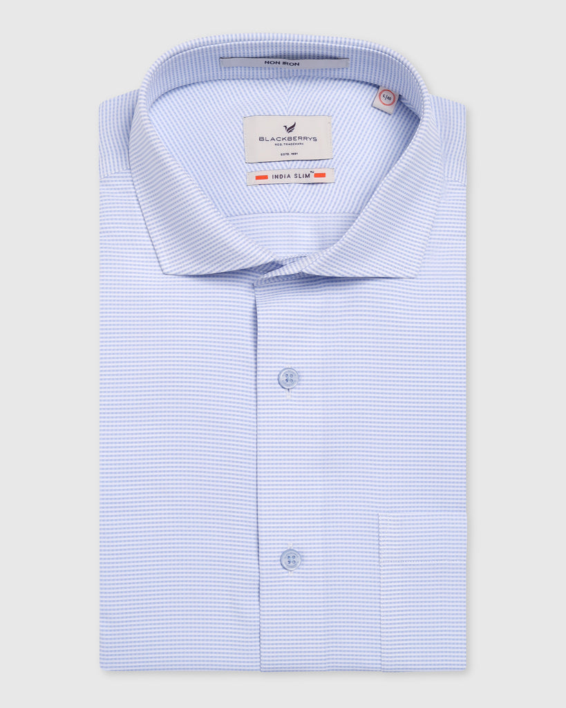 Formal Blue Textured Shirt - Matrix