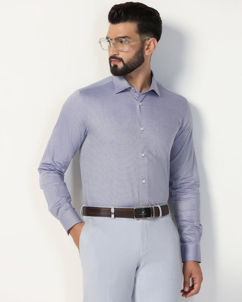 Formal Blue Textured Shirt - Qued