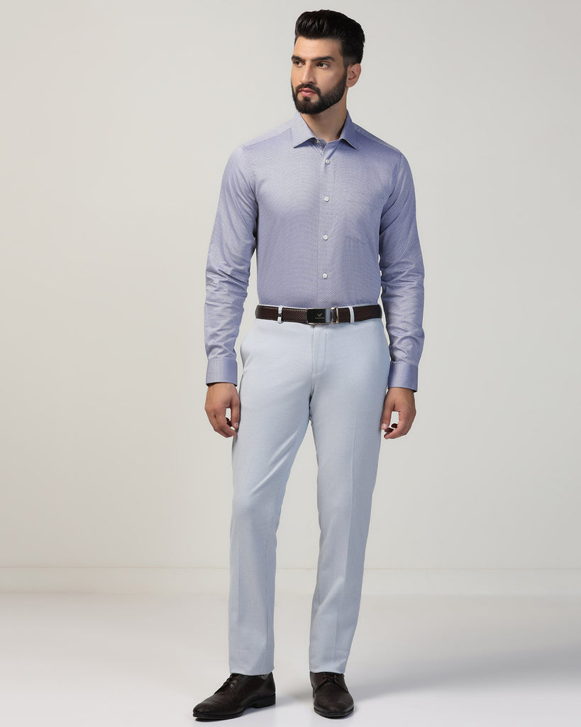 Formal Blue Textured Shirt - Qued