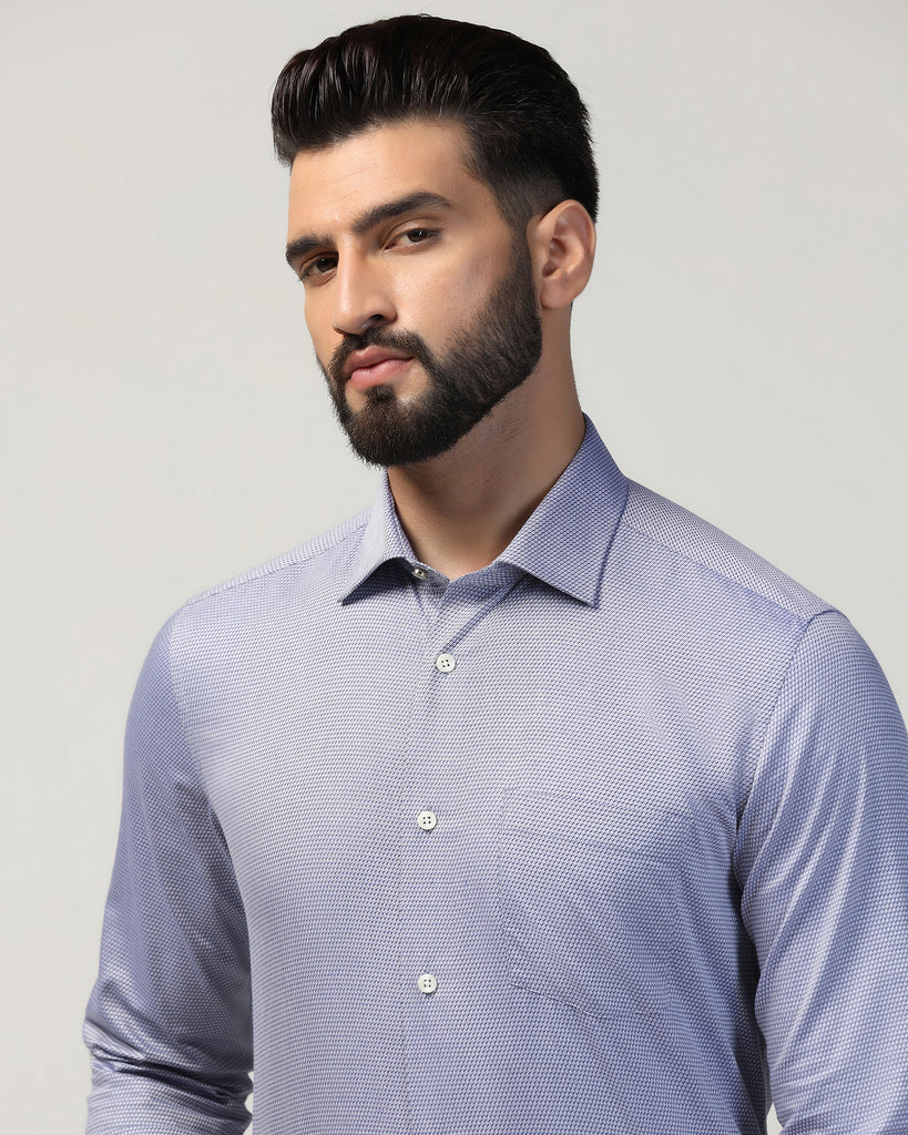 Formal Blue Textured Shirt - Qued