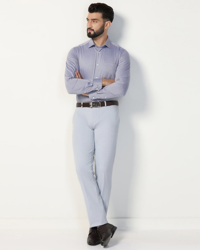 Formal Blue Textured Shirt - Qued