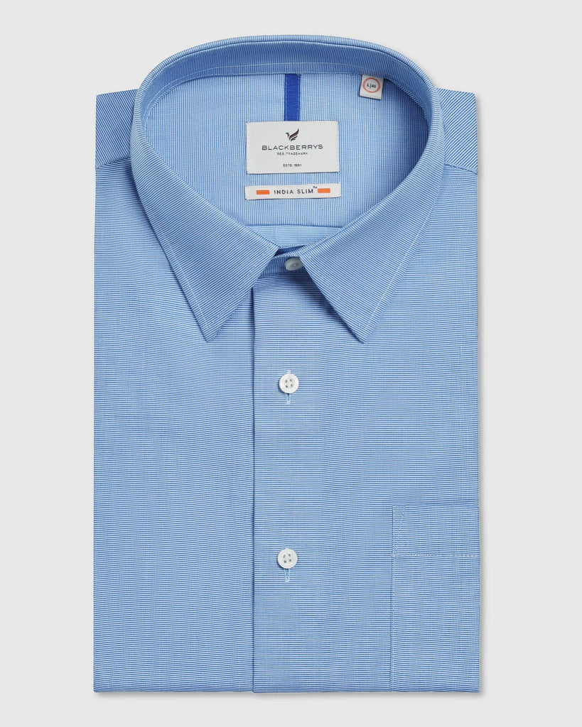 Formal Blue Textured Shirt - Robot