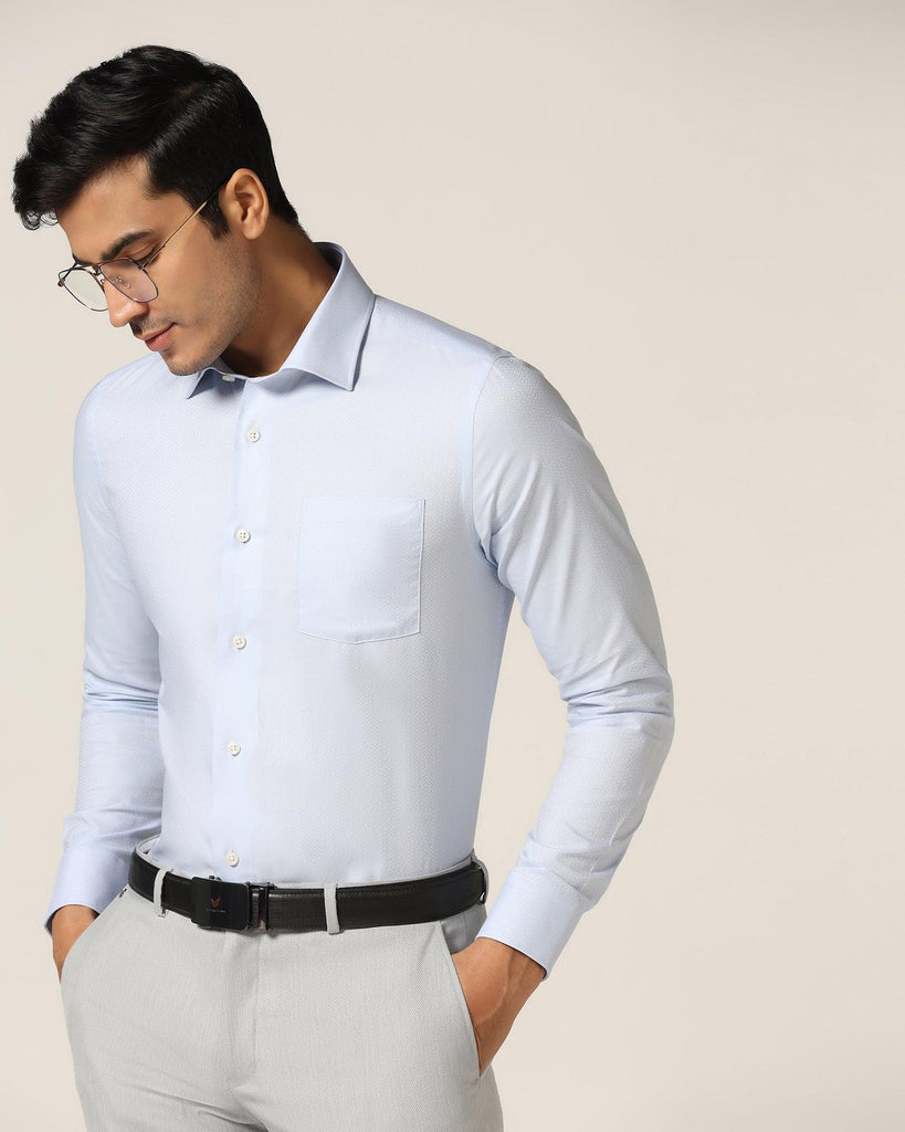 Formal Blue Textured Shirt - Stack