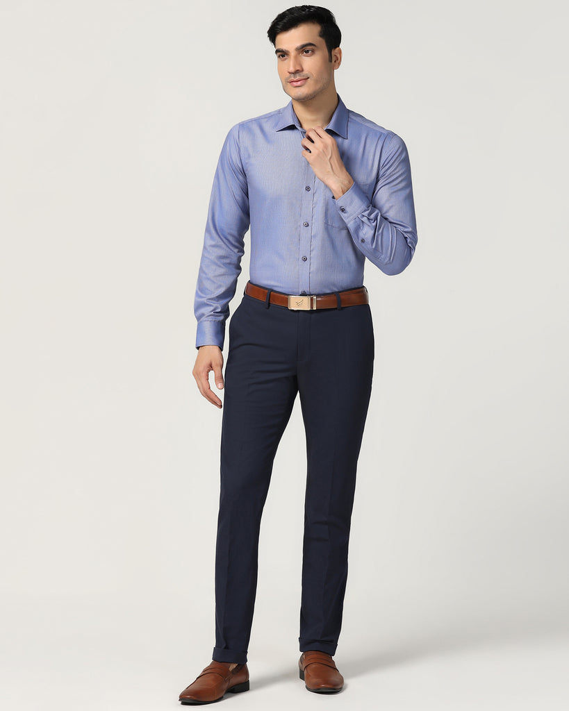 Formal Blue Textured Shirt - Zaiden