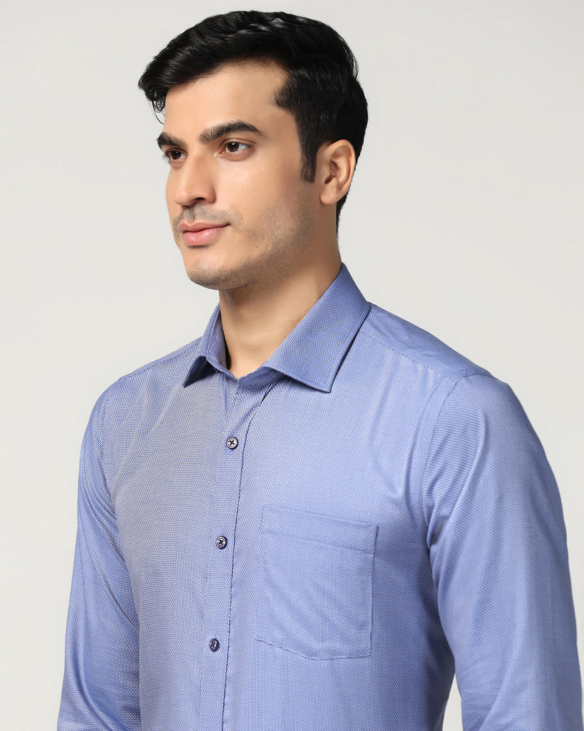 Formal Blue Textured Shirt - Zaiden