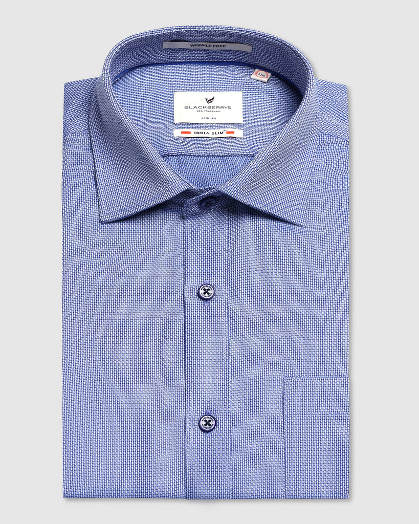 Formal Blue Textured Shirt - Zaiden