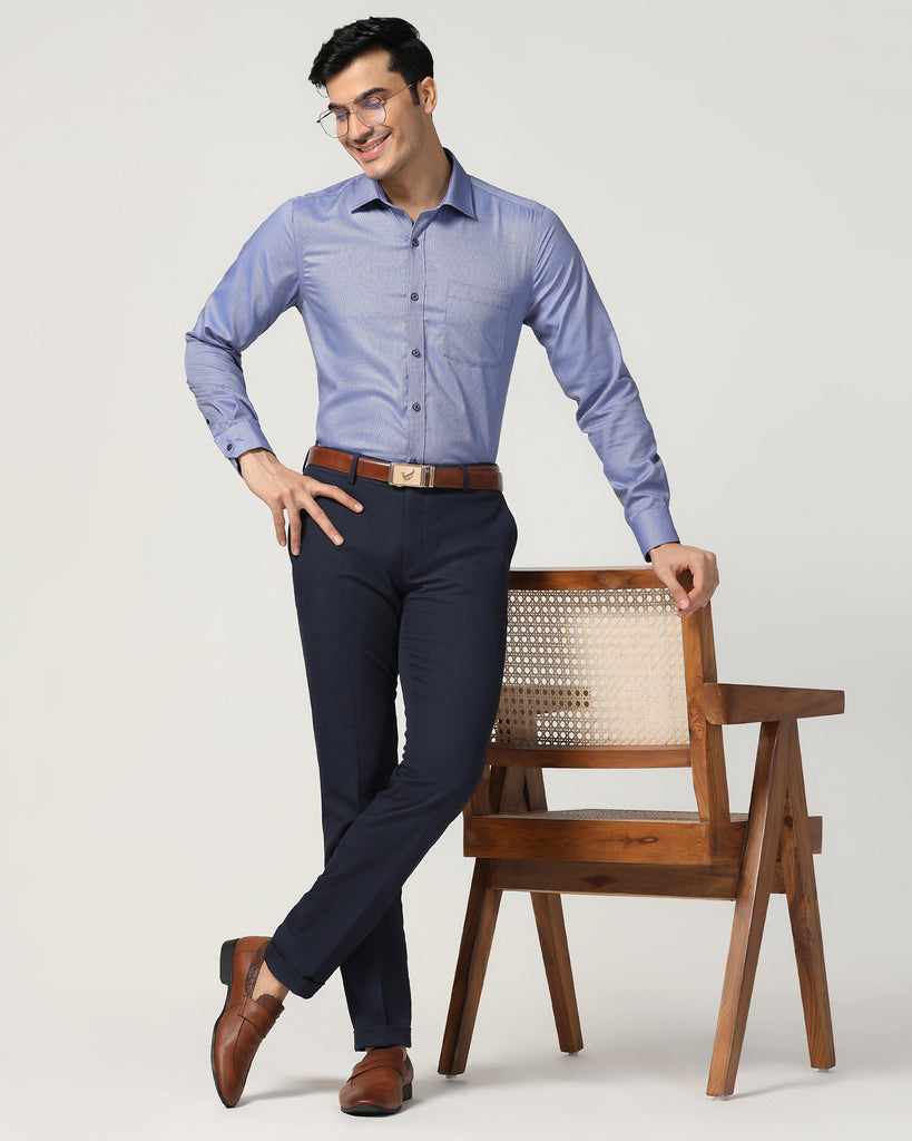 Formal Blue Textured Shirt - Zaiden