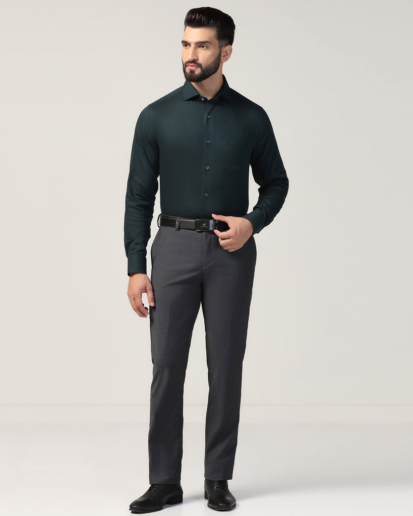 Formal Bottle Green Textured Shirt - Lucas