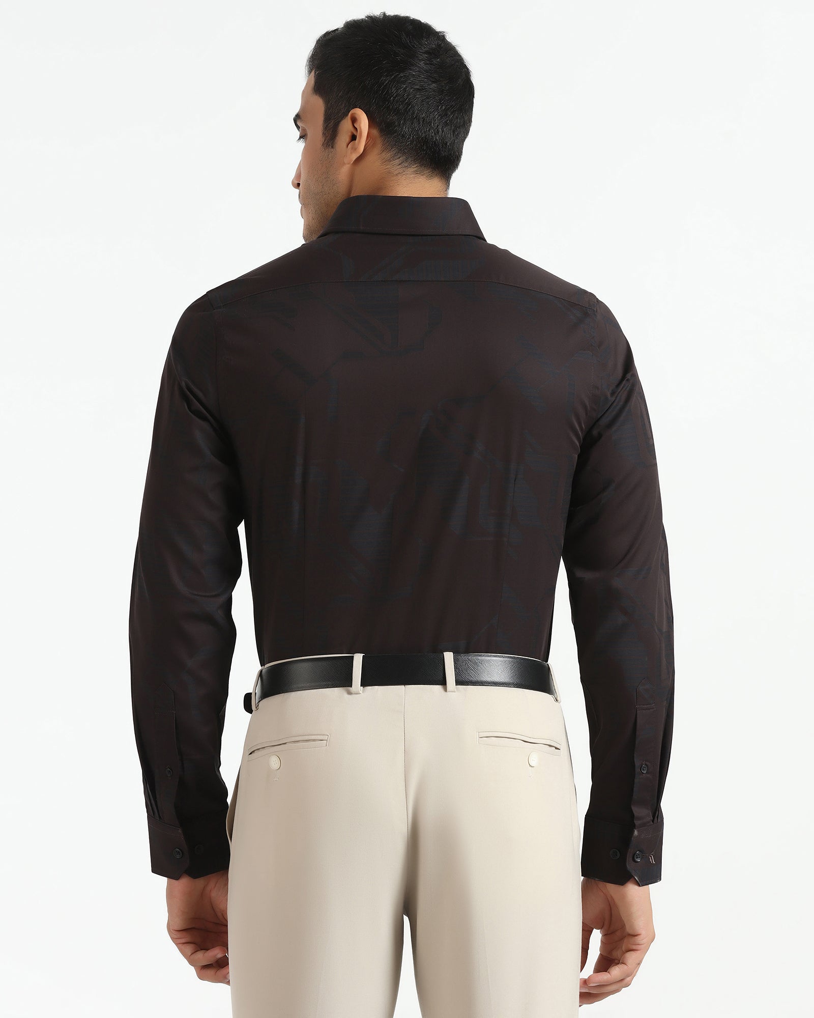 Formal Brown Jacquard Shirt - Rowan