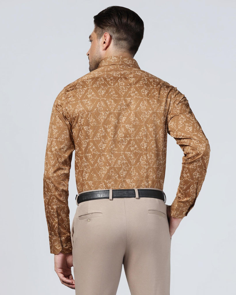 Formal Brown Printed Shirt - Burro