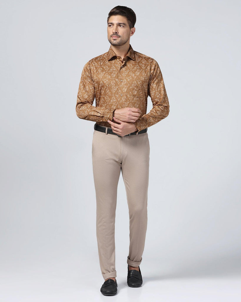 Formal Brown Printed Shirt - Burro