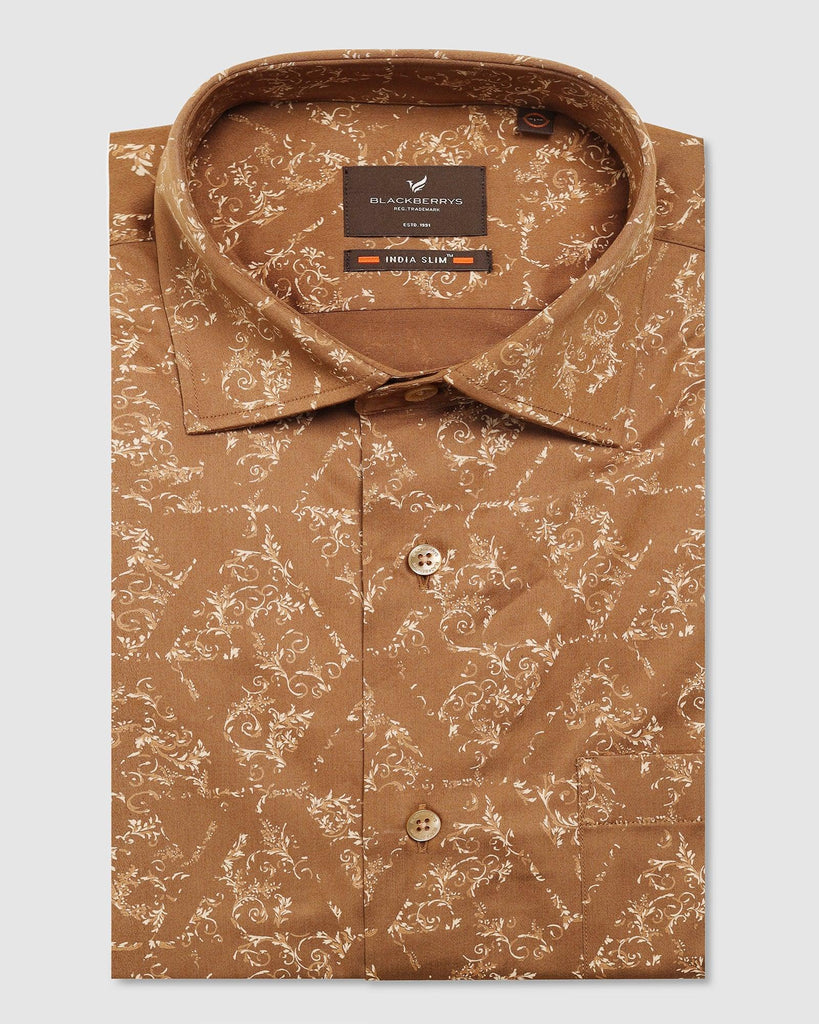 Formal Brown Printed Shirt - Burro