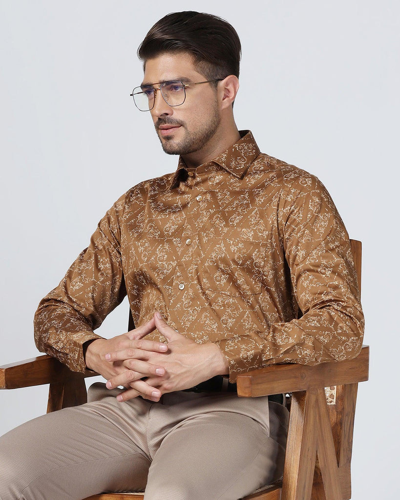 Formal Brown Printed Shirt - Burro