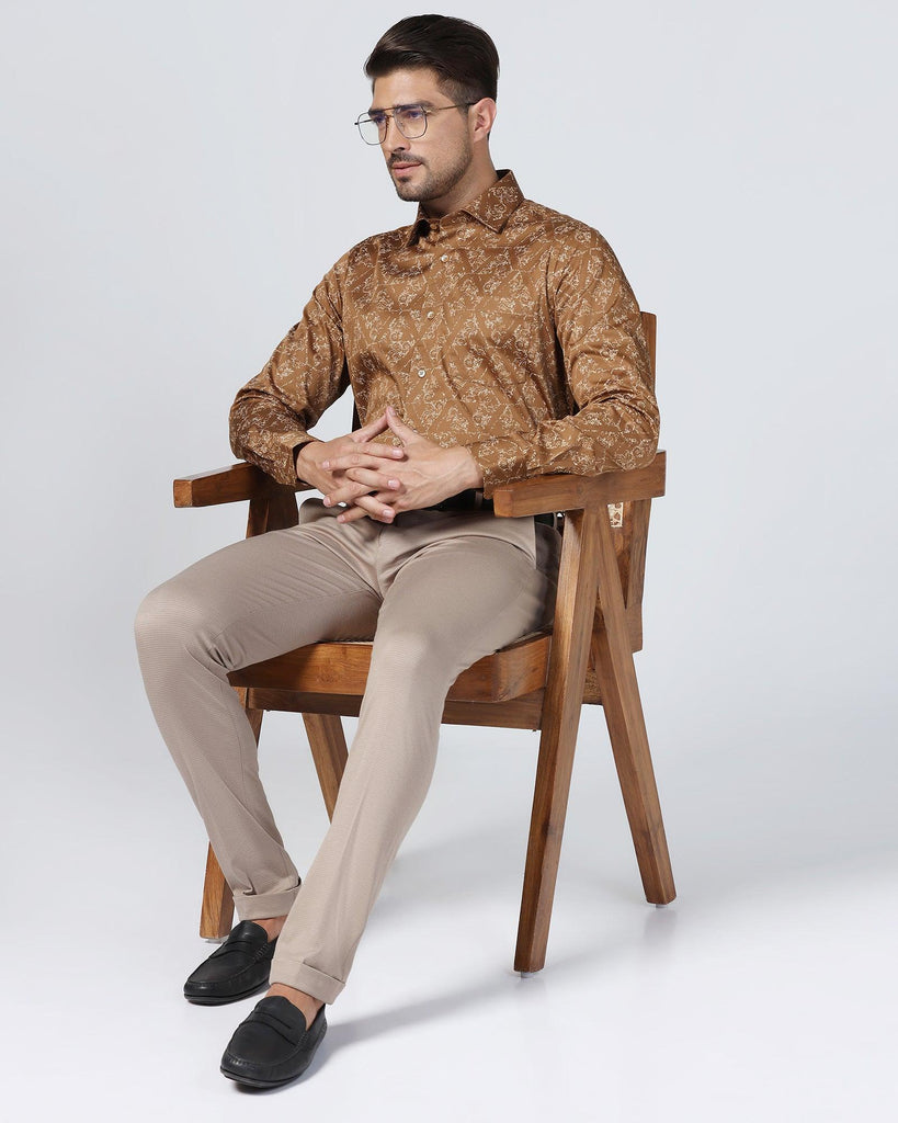 Formal Brown Printed Shirt - Burro