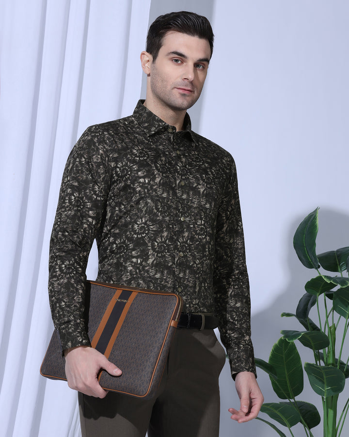 Formal Brown Printed Shirt - Wiper