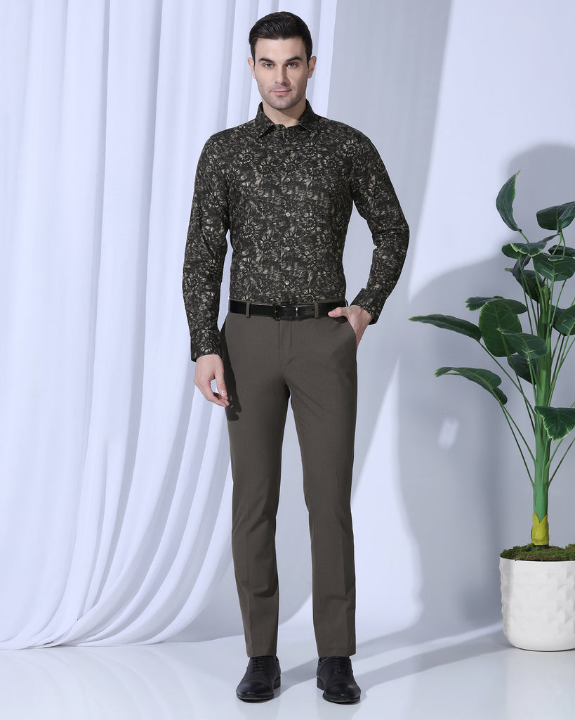 Formal Brown Printed Shirt - Wiper