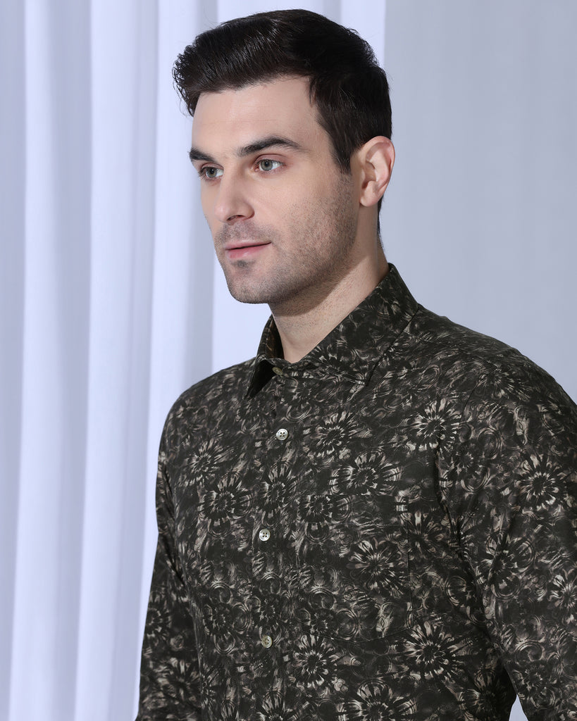 Formal Brown Printed Shirt - Wiper