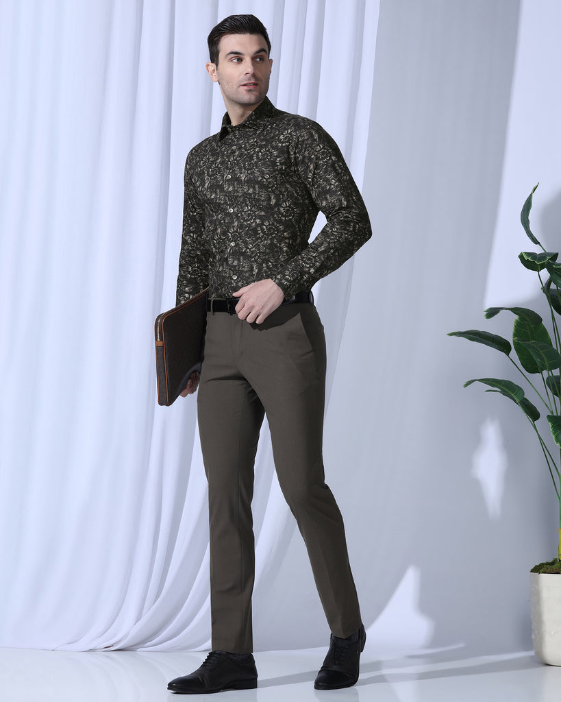 Formal Brown Printed Shirt - Wiper