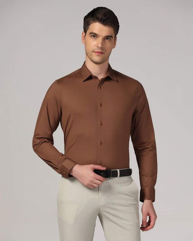 Formal Brown Solid Shirt - Sofk01