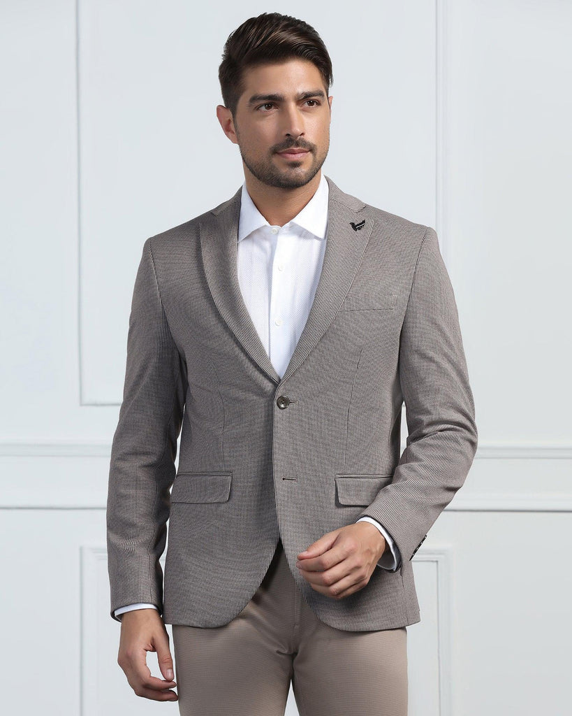 Formal Brown Textured Blazer - Artura