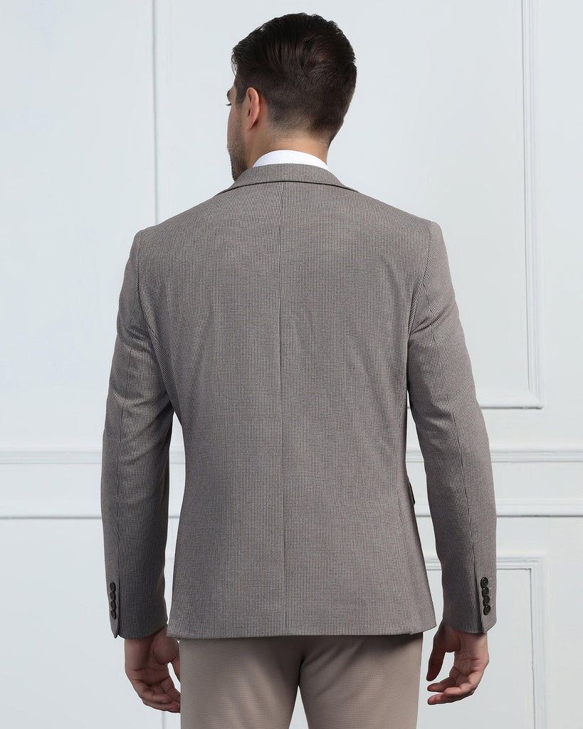 Formal Brown Textured Blazer - Artura