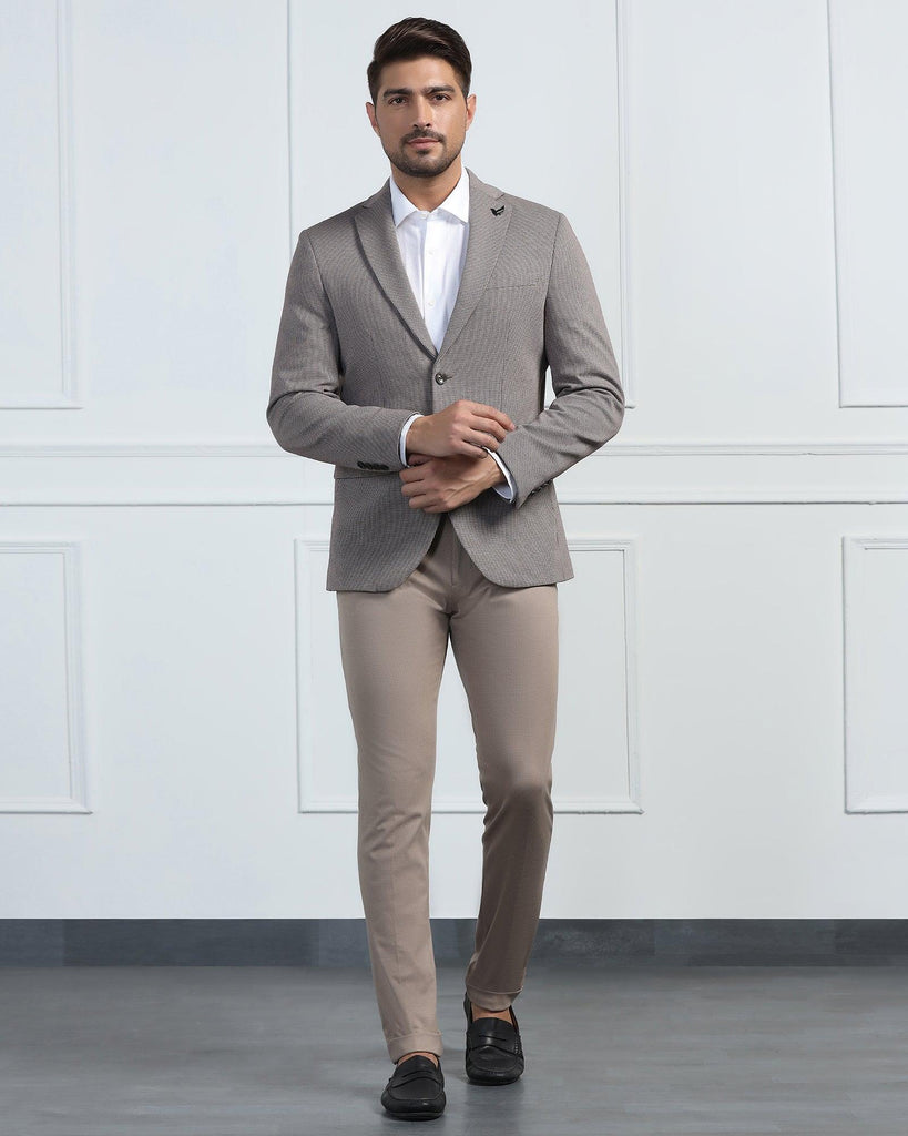 Formal Brown Textured Blazer - Artura