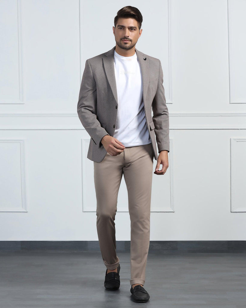 Formal Brown Textured Blazer - Artura