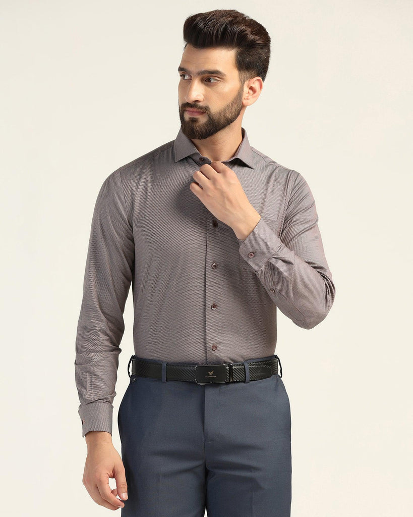 Formal Brown Textured Shirt - Oyster