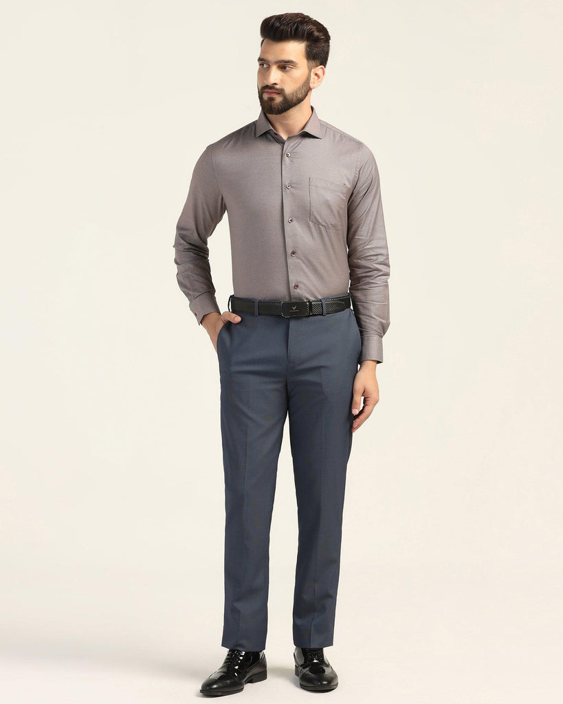 Formal Brown Textured Shirt - Oyster