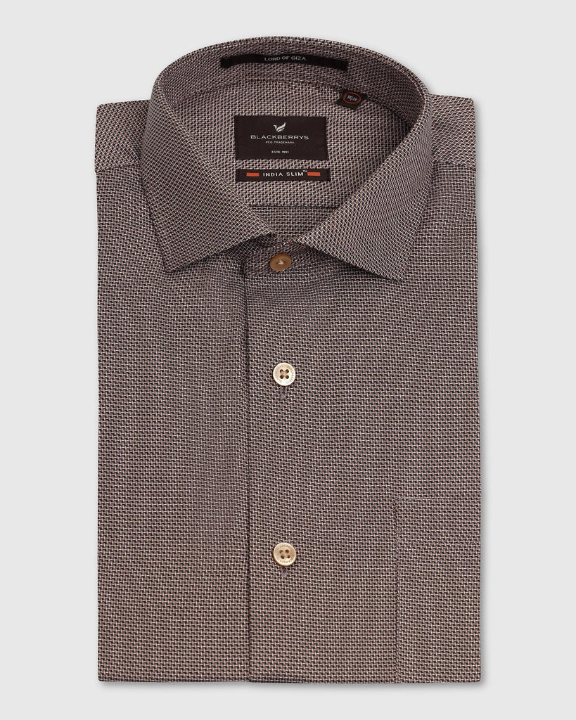 Formal Brown Textured Shirt - Oyster