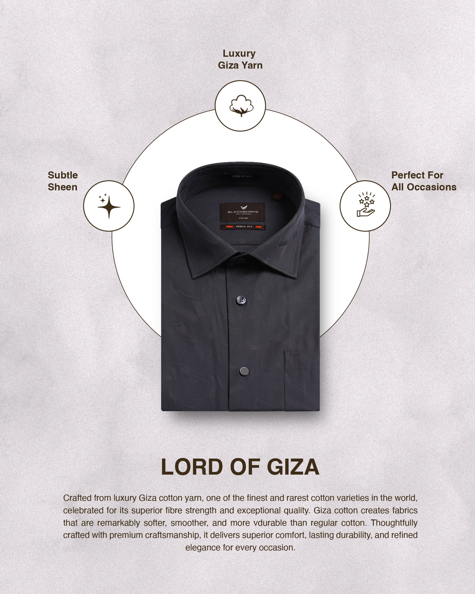 Formal Charcoal Grey Jacquard Shirt - Riley