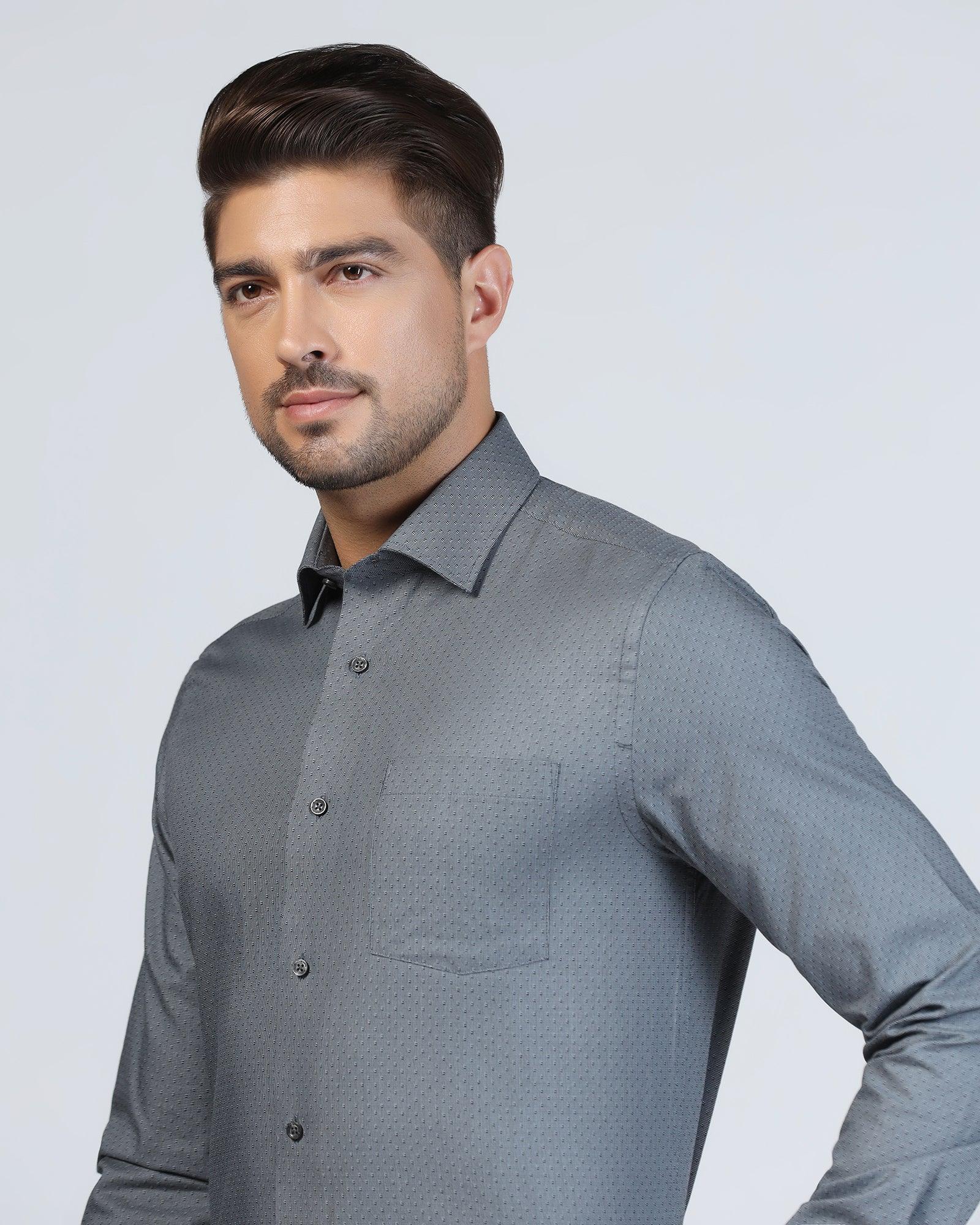Formal Charcoal Textured Shirt - Burdy