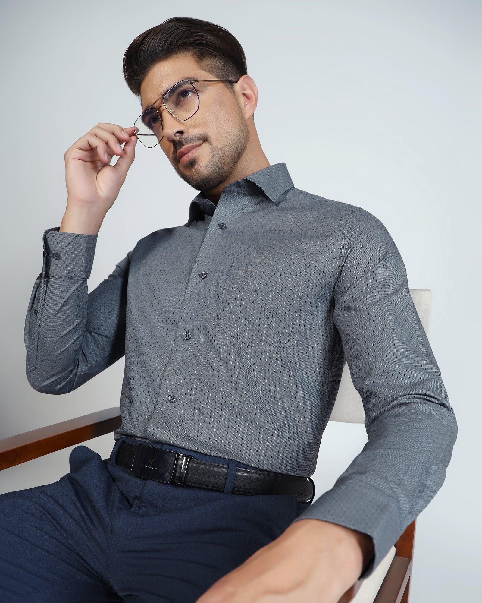 Formal Charcoal Textured Shirt - Burdy