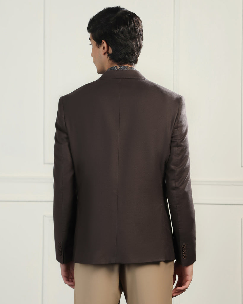 Formal Coffee Solid Blazer - Amaze