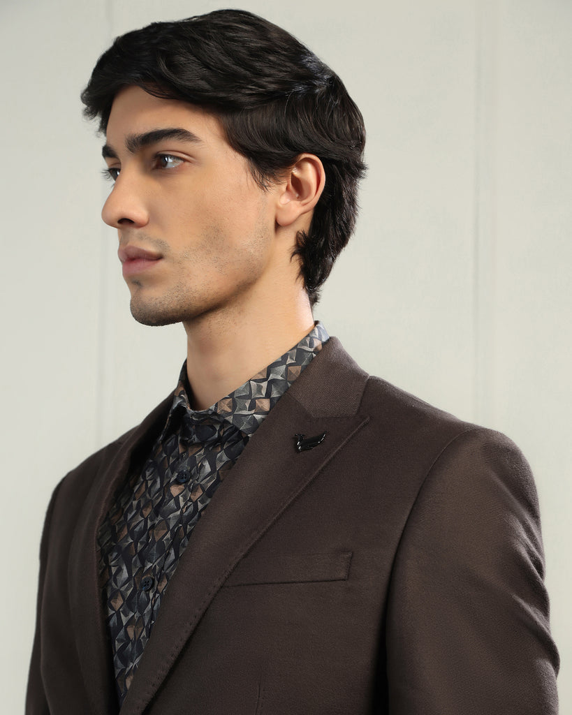 Formal Coffee Solid Blazer - Amaze