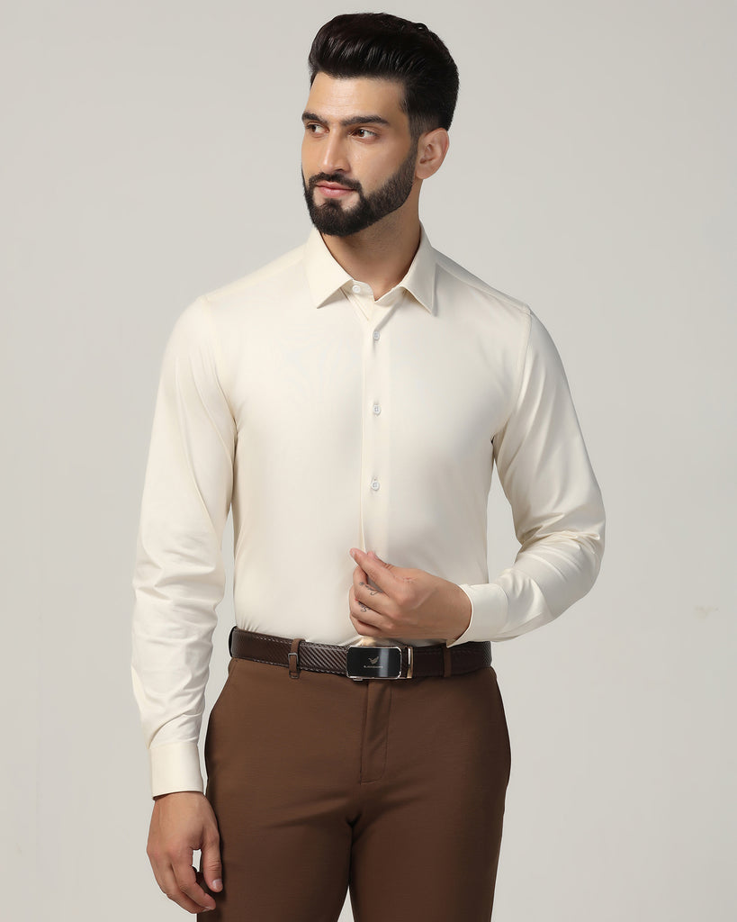 Formal Cream Solid Shirt - Sofk01