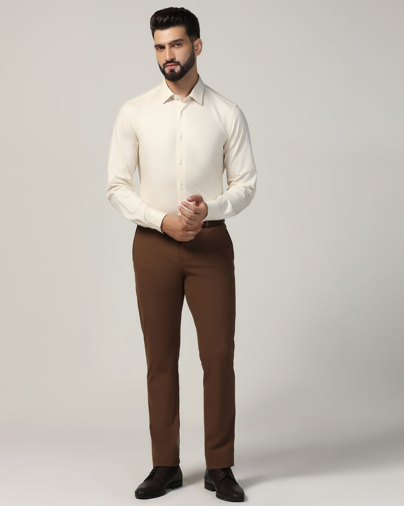 Formal Cream Solid Shirt - Sofk01