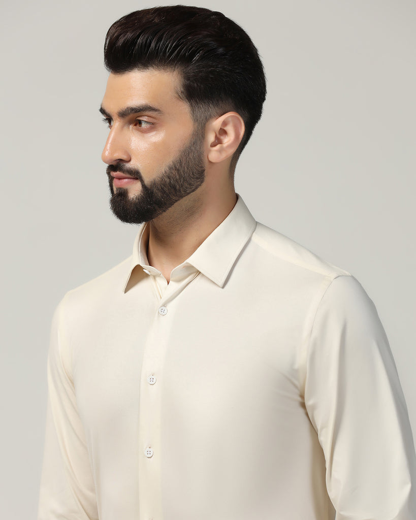 Formal Cream Solid Shirt - Sofk01