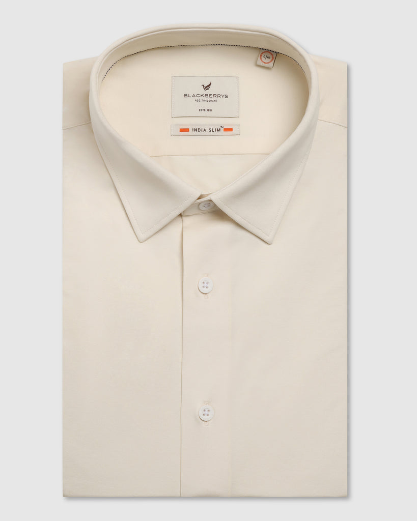 Formal Cream Solid Shirt - Sofk01