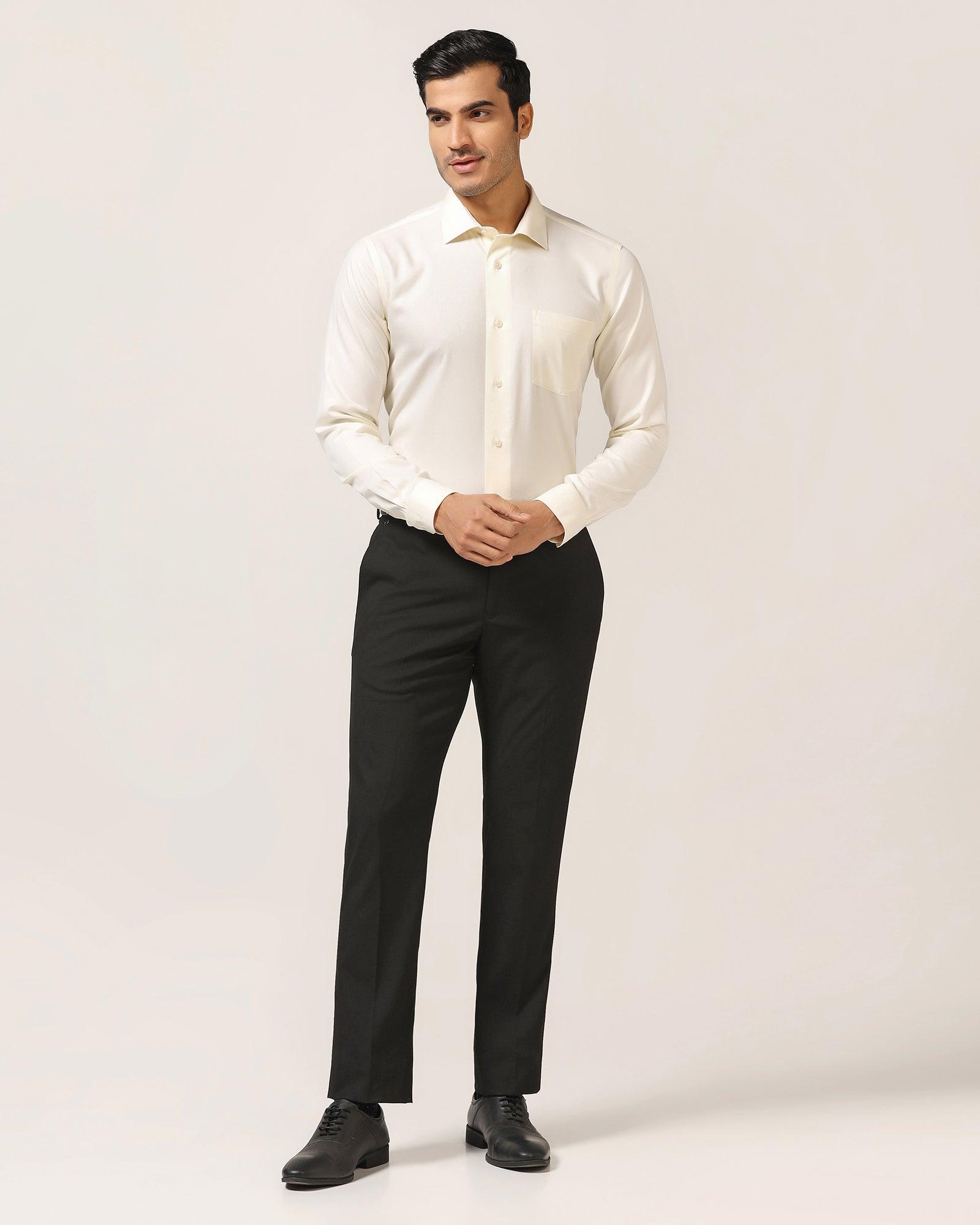 Formal Cream Textured Shirt - DOFP31 - Blackberrys