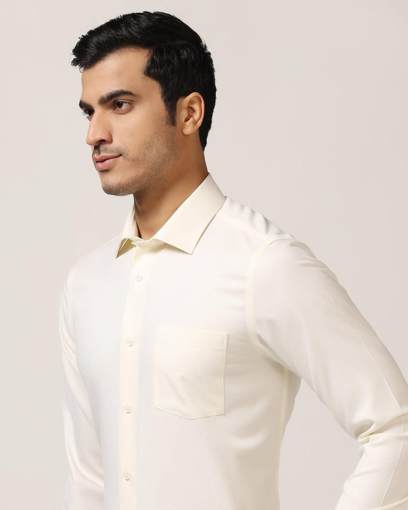 Non Iron Formal Cream Textured Shirt - DOFP31