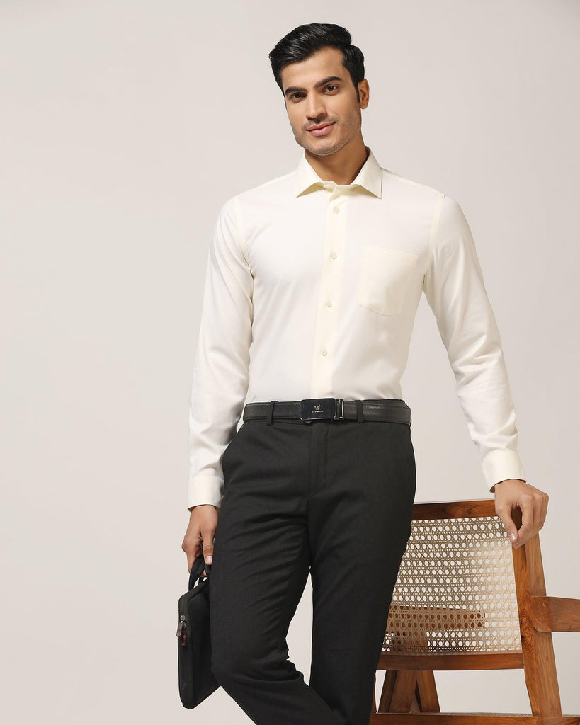 Non Iron Formal Cream Textured Shirt - DOFP31