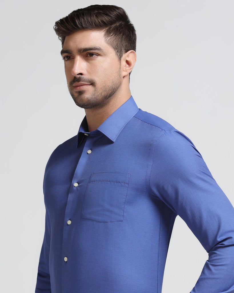 Formal Dark Blue Solid Shirt - Dorken