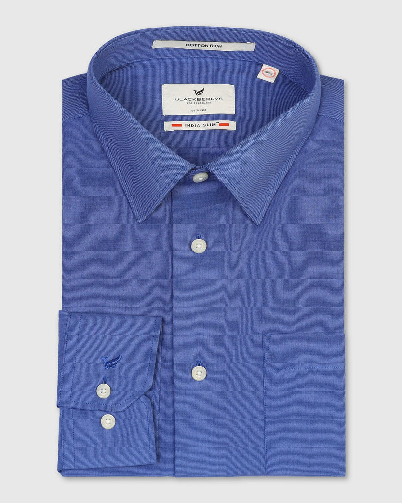 Formal Dark Blue Solid Shirt - Dorken