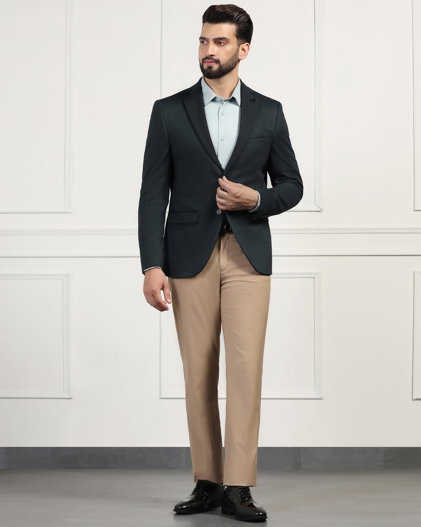 Formal Dark Green Textured Blazer - Thar