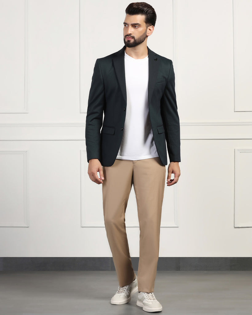 Formal Dark Green Textured Blazer - Thar