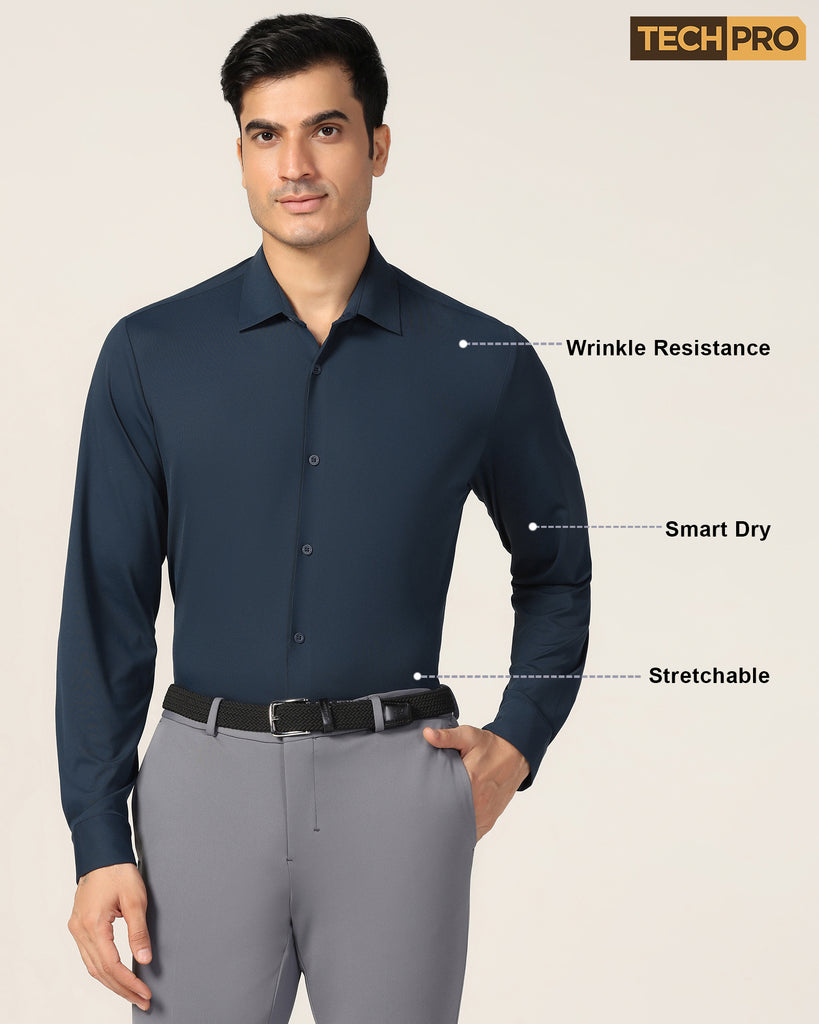 TechPro Formal Dark Navy Solid Shirt - Alfie