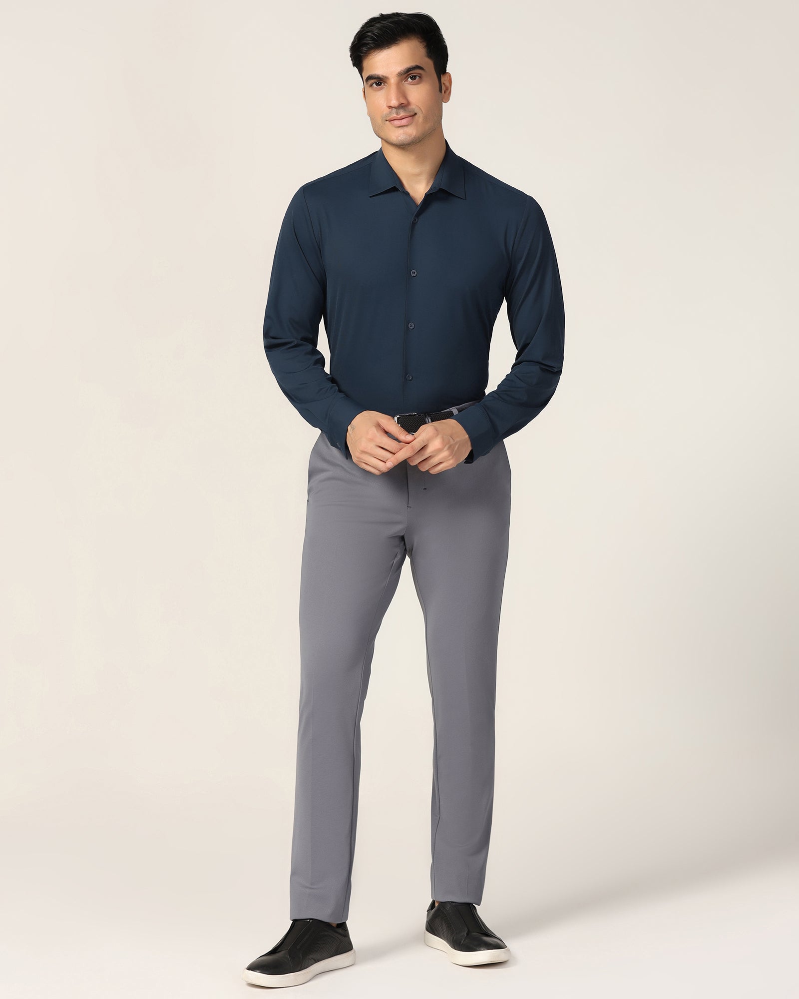 TechPro Formal Dark Navy Solid Shirt - Alfie